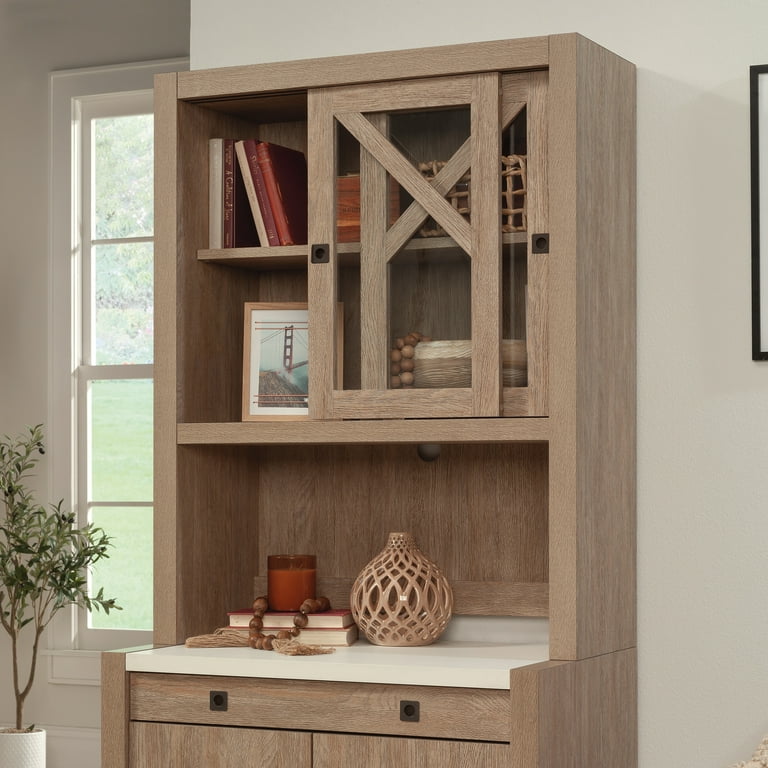 Sauder Dixon City Library/Desktop Hutch with Sliding Doors