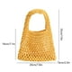 thumbnail image 3 of Bolso de mano tejido a mano para mujer | Bolso tote de crochet para vacaciones en la playa | Bolsa de verano casual vintage hueca | Gran capacidad | 33x20x6 cm | Amarillo Blanco | 1 pieza, 3 of 7