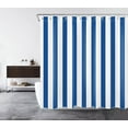 thumbnail image 3 of Blue and White Striped Fabric Shower Curtain for Bathroom with 12 Hooks, Vertical Stripe Geometric Shower Curtains for Bathroom, Modern Farmhouse Chic Style Bathroom Shower Curtains, 72x72 Inch, 3 of 6