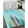 thumbnail image 3 of Ahgly Company Machine Washable Indoor Rectangle Transitional Tron Blue Area Rugs, 7' x 9', 3 of 7