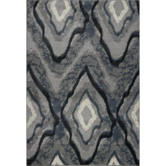Ladole Rugs Abstract Etobicoke Durable Toronto Collection Turkish Micro Polyester Area Rug Carpet in Grey-Cream, 4x6 (3'11" x 5'7", 120cm x 170cm)