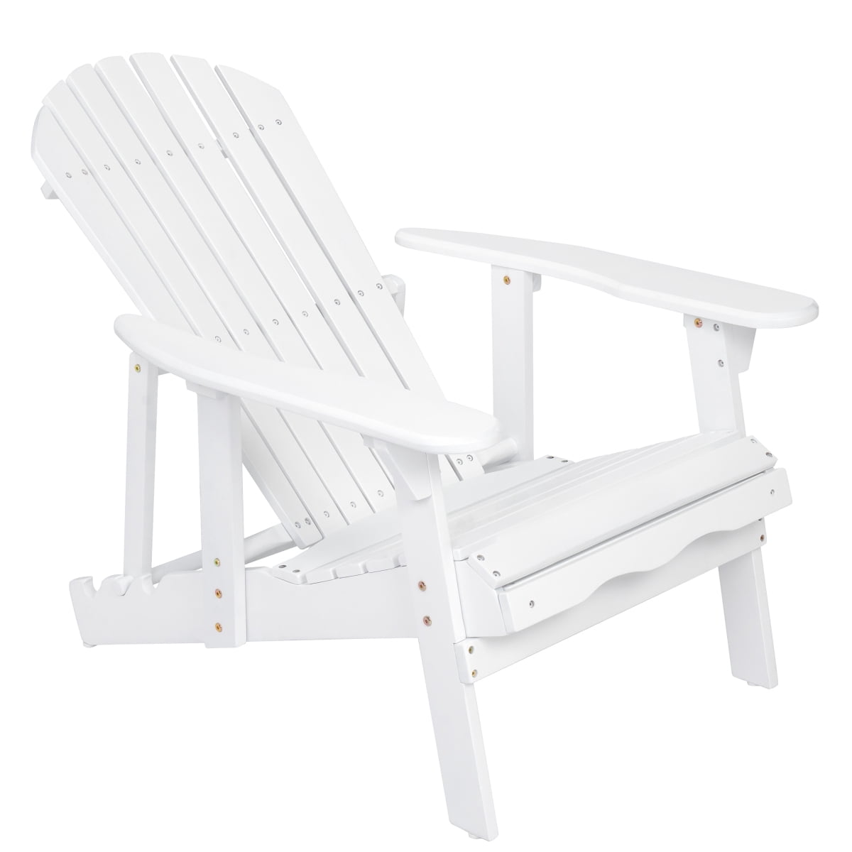 Adirondack Chair Malibu White with Extendable Leg Rest Acacia Wood