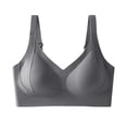 thumbnail image 2 of Women's Plus Wireless Bra, Full Coverage V Neck Bra with Adjustable Straps, Light Support Daily Comfort Bra | VerBelle,Gray L, 2 of 5