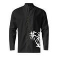 thumbnail image 2 of Camisas Manga Larga Hombre Camisa de manga larga con estampado 3D digital y cuello con botones sueltos para ocio en la playa para hombre (Black, XL), 2 of 4