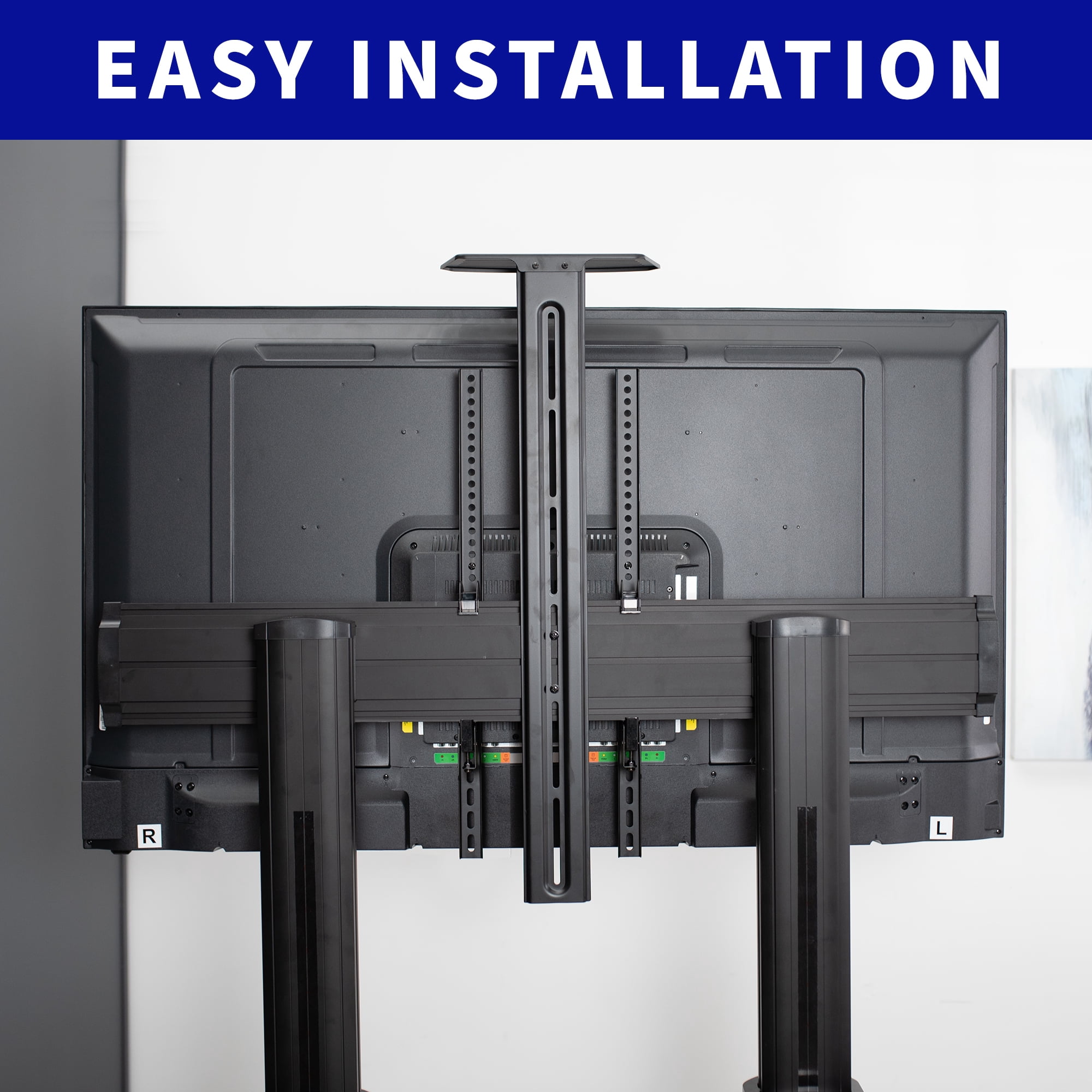 Black Ultra Heavy Duty Mobile Stand TV Cart Mount, Fits 32" to 100" Flat Screens