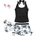 thumbnail image 1 of Traje de baño Minggo para niñas con cuello halter, tankini de 4 piezas, 8-15 años, con gafas de sol, 1 of 8