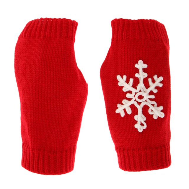 Señoras adultas Guantes sin s térmicos lisos Tejidos Medio Invierno Cálido rojo Yuyangstore Guantes sin dedos para mujeres
