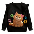 thumbnail image 6 of Xoenoiee Cat Paw Print Long Sleeve Sweatshirts for Girls Toddler Crew Neck Pullover Tops with Ruffle Sleeves Graphic Sweaters Outfits, Size 5-6 Years, 6 of 7