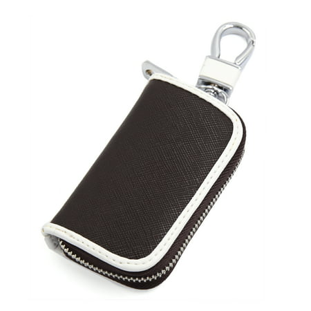 Brown White Border Faux Leather Men Car Key Chain Coin Holder Zipper Case Wallet | Walmart Canada