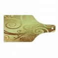 thumbnail image 1 of Modern Cutting Board, Vector Canvas Design Floral Swirls Leaves Spring Nature Inspired Image, Decorative Tempered Glass Cutting and Serving Board, Wine Bottle Shape, Earth Yellow Brown, by Ambesonne, 1 of 1