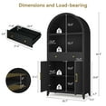 thumbnail image 3 of FULLWATT 65" Tall Arched Cabinet, Kitchen Pantry Cabinet, Farmhouse Arched Bookcase Bookshelf with Storage Drawer and Ajustable Shelves, China Pantry, for Living Room, Kitchen, Home Office, Black, 3 of 12