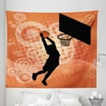 thumbnail image 1 of Orange Tapestry, Basketball Player Silhouette Athlete Competition Championship Promotion, Fabric Wall Hanging Decor for Bedroom Living Room Dorm, 5 Sizes, Pale Orange Black, by Ambesonne, 1 of 1