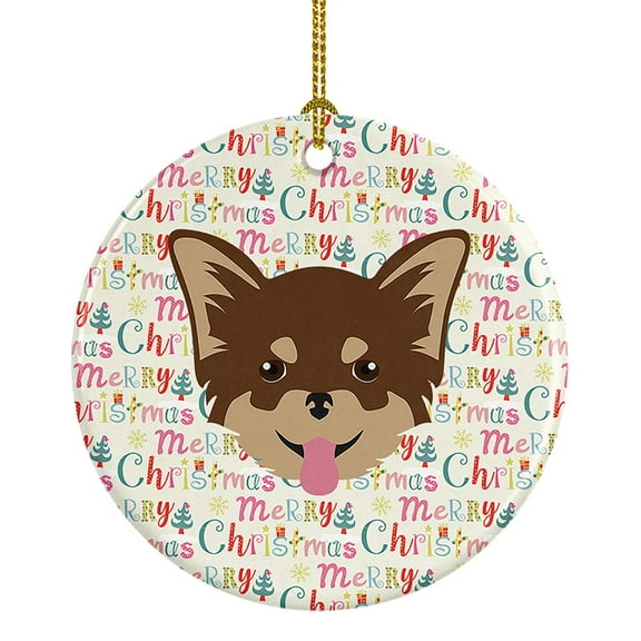 Chihuahua Merry Christmas Ceramic Ornament 2.8 in x 2.8 in