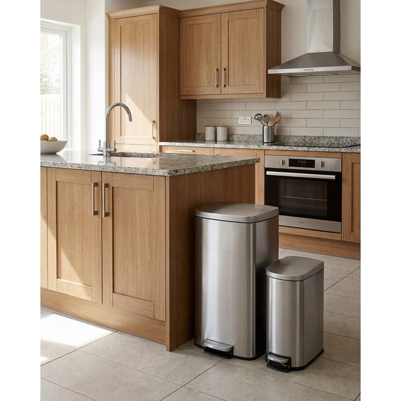 Gaderth 13 Gal 2.6 Gal Metal Bins Combo Set, Stainless Steel Step Trash Can With Inner Buckets & Handles & Rustproof Finish, Kitchen Trash Can For Kitchen, Office & Bathroom