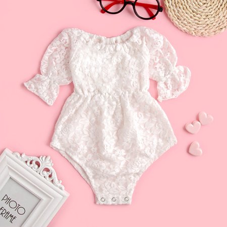 

Hunpta Newborn Infant Baby Girls Short Sleeve Solid Lace Romper Bodysuit Outfits