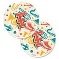 thumbnail image 1 of Carolines Treasures CJ2001-FCARC Lettre F Rétro Sarcelle Orange Instruments de Musique Initial Ensemble de 2 Tasse Titulaire Voiture Coaster, 1 of 1