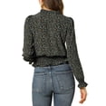 thumbnail image 4 of Allegra K Women's Floral Print V Neck Lantern Sleeve Casual Blouse, 4 of 7