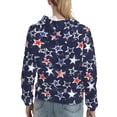thumbnail image 7 of Lsque USA Stars Pattern Casual Women's Hoodie,Hooded Sweatshirt with Kangaroo Pocket,Pullover Hoodie with Eye-catching Drawstrings-XX-Large, 7 of 7