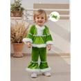 thumbnail image 4 of Spewahor Toddler Baby Girl Christmas Santa Outfits 6 12 18 24 Months 2T 3T 4T Plush Patchwork Round Neck Tops + Elastic Waist Flare Pants, 4 of 9