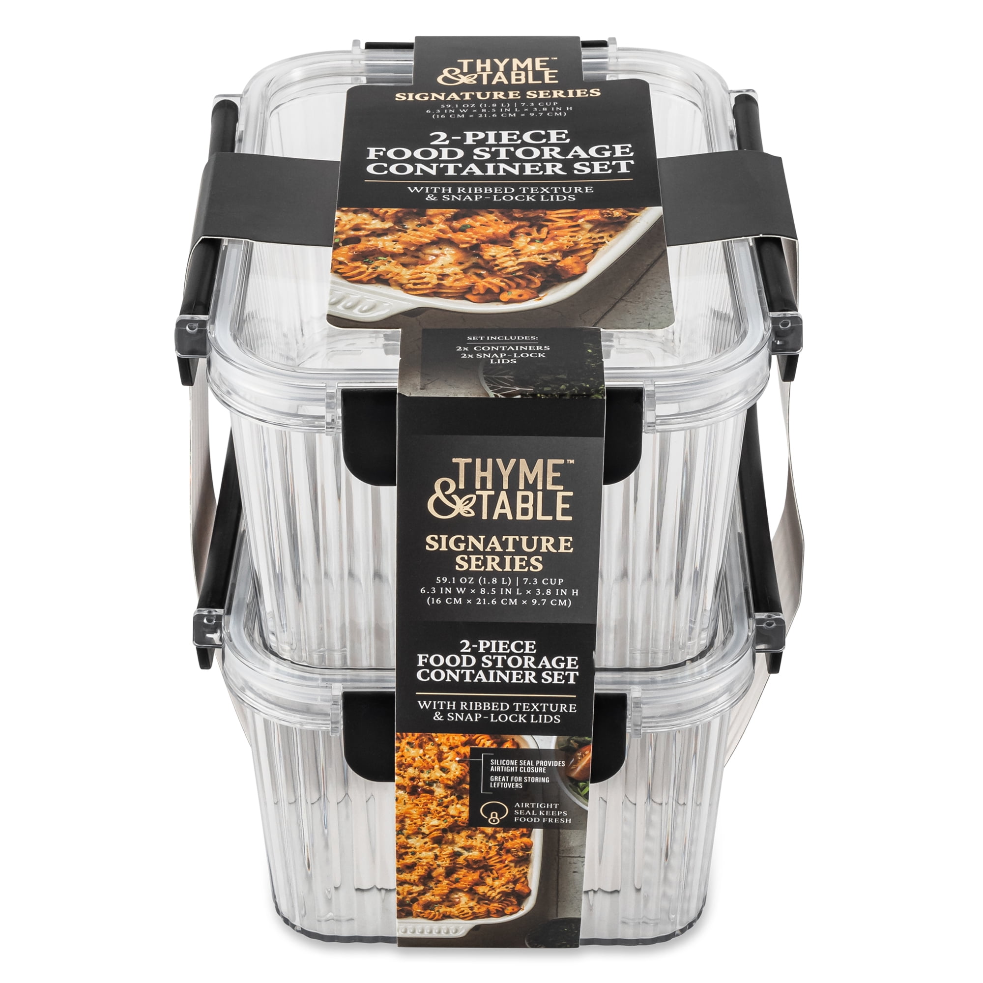 Thyme & Table 2 Pack of 7 Cup Food Storage Containers, Clear