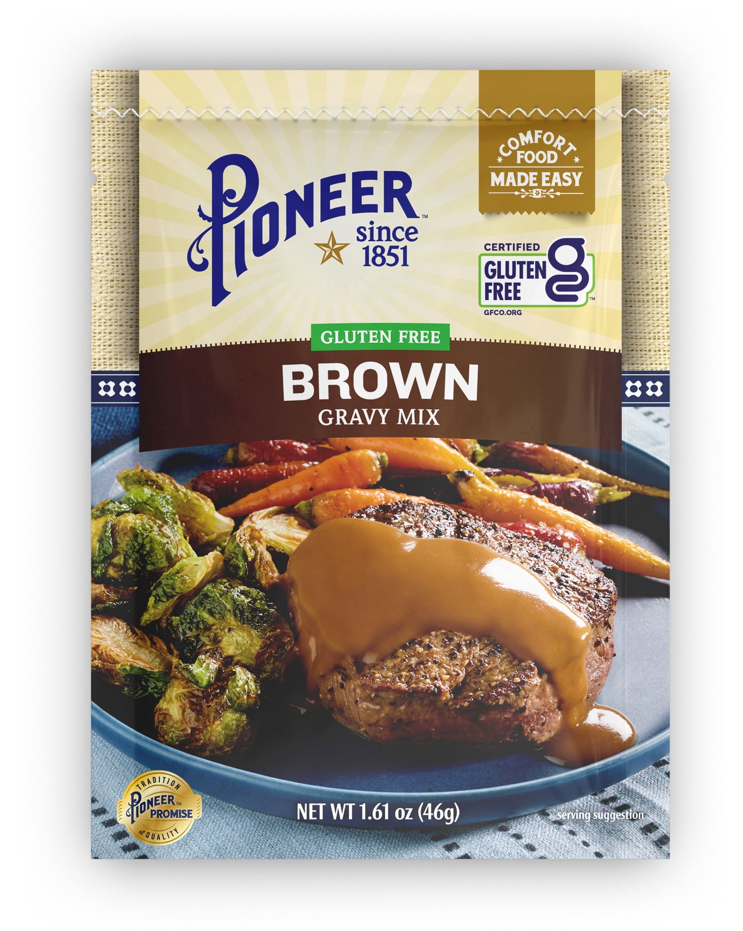 (3 pack) Pioneer Gluten Free Brown Gravy Mix 1.61 oz. Packet