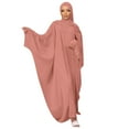 thumbnail image 4 of IBTOM CASTLE Muslim Dresses for Women, Long Sleeve Eid Islamic Prayer Jilbab Khimar Cardi Robe Middle East Maxi Abaya Dress Pink&hijab, 4 of 6