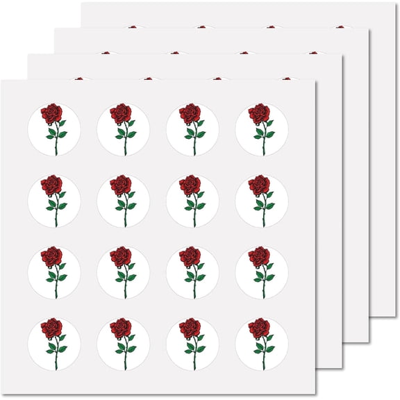 1set 128Pcs Rose Planner Stickers Flower Vinyl Decal Self-Adhesive Waterproof Sticker Round Bulk Red Floral Stickers for Water Bottles Laptop Luggage Computer Mobile Phone Skateboard 2.5x2.5cm