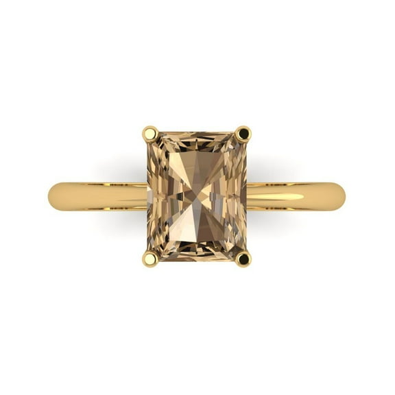 Solitaire Engagement Ring for Women - 2.5ct Simulated Champagne Diamond in 18K Yellow Gold Promise Ring