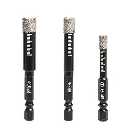 

3Pcs 6/8/10/mm Hex Handle Vacuum Brazed Diamond Dry Drill Bits Cutter for Granite Ceramic Tile Glass