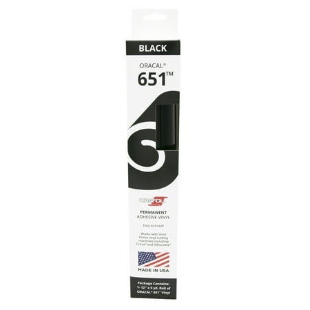 Oracal® 651 Black Permanent Gloss Vinyl - 12" x 5 Yard Roll (15')