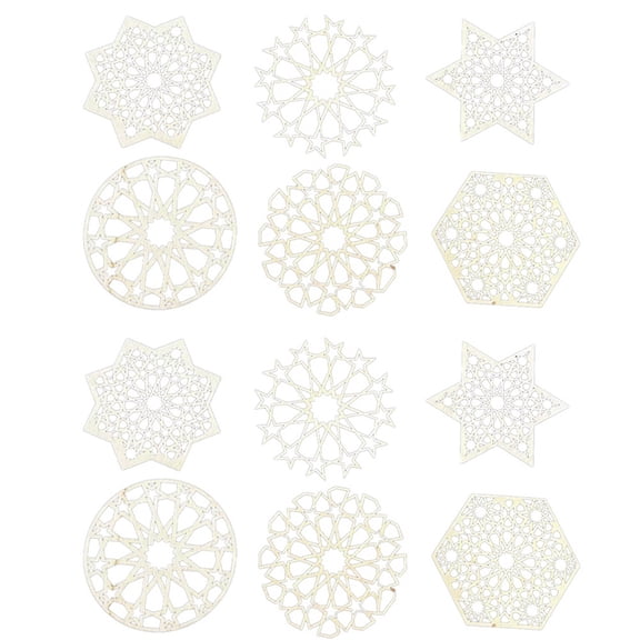 12PCS Wooden Coasters Drink Mug Pad Stackable Coffee Cup Placemats Hollow Cup Pads Tabletop Protection Accessories