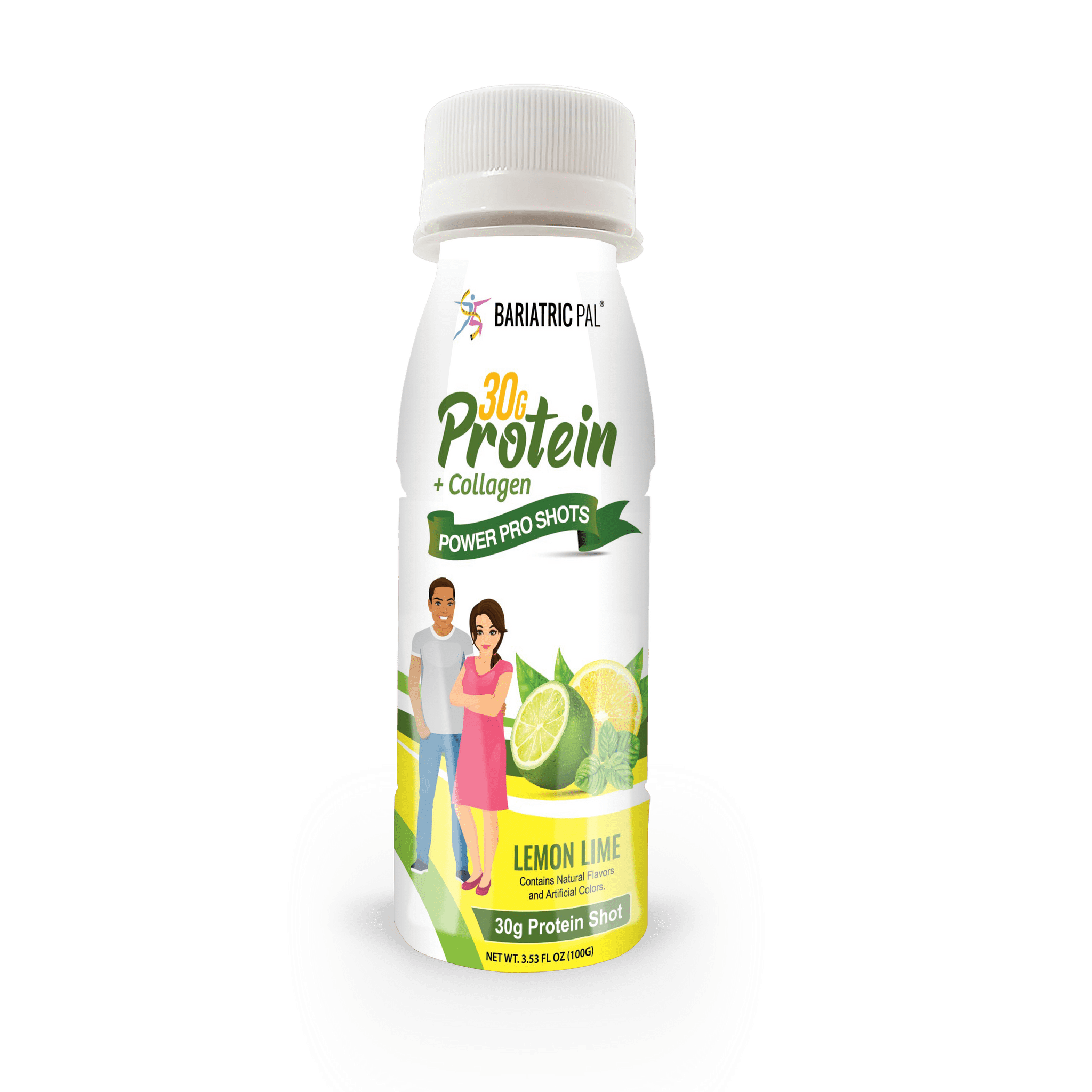 BariatricPal 30g Whey Protein & Collagen Power Pro Shots - Lemon Lime (12-Pack)