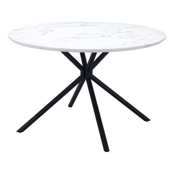 ZUO Amiens MDF Laminate Top with Marble Print Dining Table in White