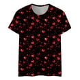 thumbnail image 4 of Hyknon Womens Tops Été Saint-Valentin Amour Imprimé Décontracté Manches Courtes Col Rond Haut/chemise Pull Doux Polyvalent pour Femmes, 4 of 5