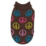 East Side Peace Sign Pet Sweater - Brown