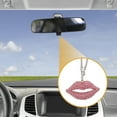 thumbnail image 3 of Unique Bargains 1 Pc Metal Faux Crystal Lips with Rhinestones Car Rear View Mirror Pendant Accessories Car Hanging Ornament Pink, 3 of 6