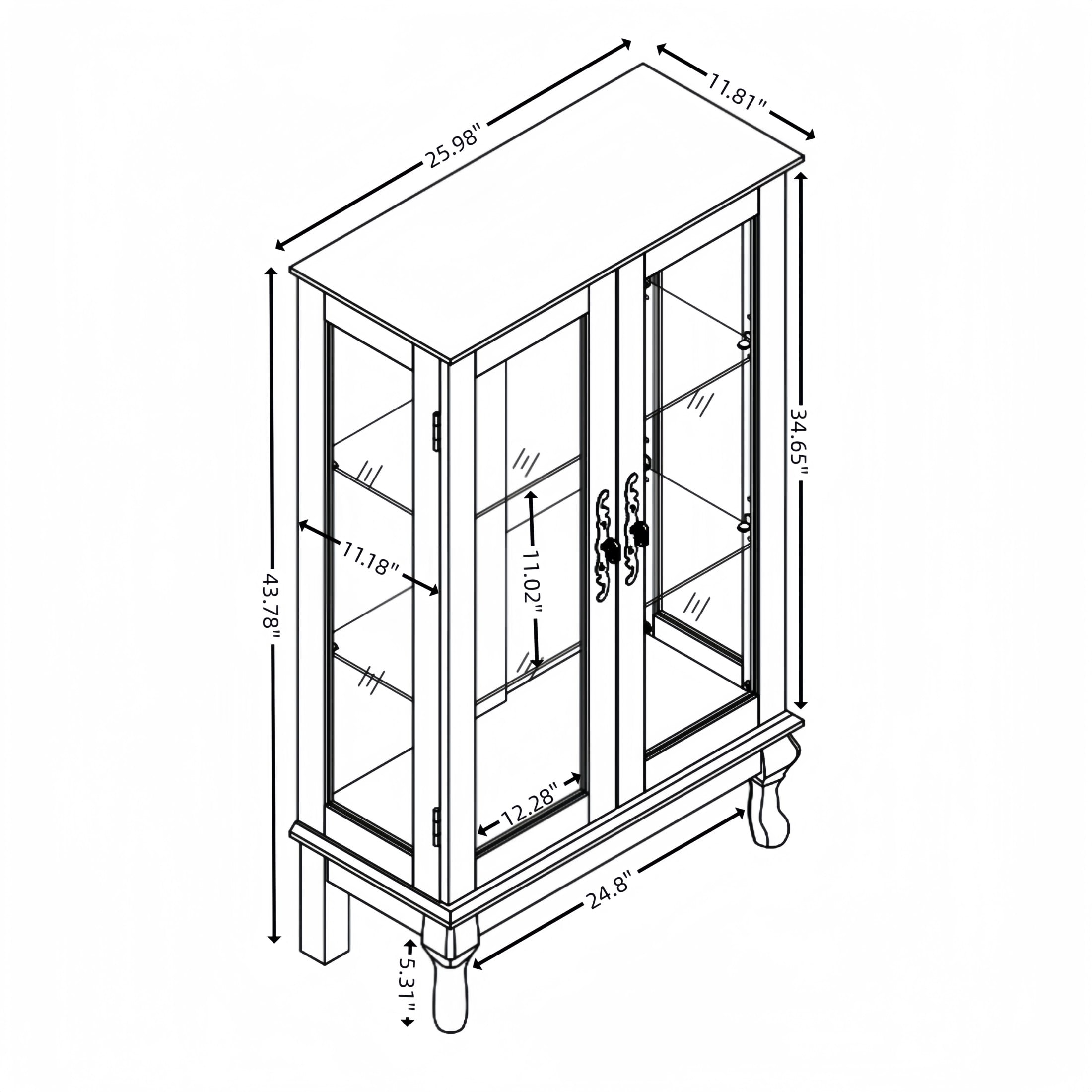 Noble House Elshore Lighted Curio Cabinet, 2-Door Glass Display with Mirrored Back, Adjustable Shelves, Dark Cherry
