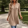 thumbnail image 6 of GaThRRgYP Tank Tops Ladies' Solid Color Casual Long Sleeved V-neck Fake Pocket Mid Length Pullover Top, 6 of 9