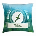 thumbnail image 1 of Geometric Forest Throw Pillow Cushion Cover, Polygonal Nature Gradient Effect Blue and Green Tiles with Seagull Motif, Decorative Square Accent Pillow Case, 24 X 24 Inches, Multicolor, by Ambesonne, 1 of 2