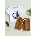thumbnail image 2 of Bagilaanoe 2pcs Toddler Baby Boys Short Pants Set Letter Print Short Sleeve T-Shirts Tops + Shorts 3M 6M 12M 18M 24M 3T Kids Casual Summer Outfits, 2 of 8