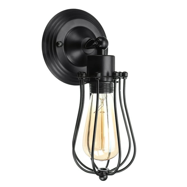 Rustic Wall Sconces 2 Pack Wire Cage Sconce Black Hardwire Industrial Light Fixture Vintage Style Lamp For Home Decor Headboard Bathroom Bedroom Farmhouse Porch Com Rustic Wall Sconces 2 Pack Wire Cage, Rustic Headboard Light Fixtures