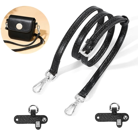 Strap Kit Compatible with Mini Bags - Leather Adjustable Purse Straps for Women's Mini Shoulder Bag(black)