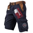 thumbnail image 3 of Men's Vintage Washed Cargo Shorts with America 250 Years Graphic and Utility Pockets Featuring Loose Fit Design for Summer Fishing Navy L, 3 of 5