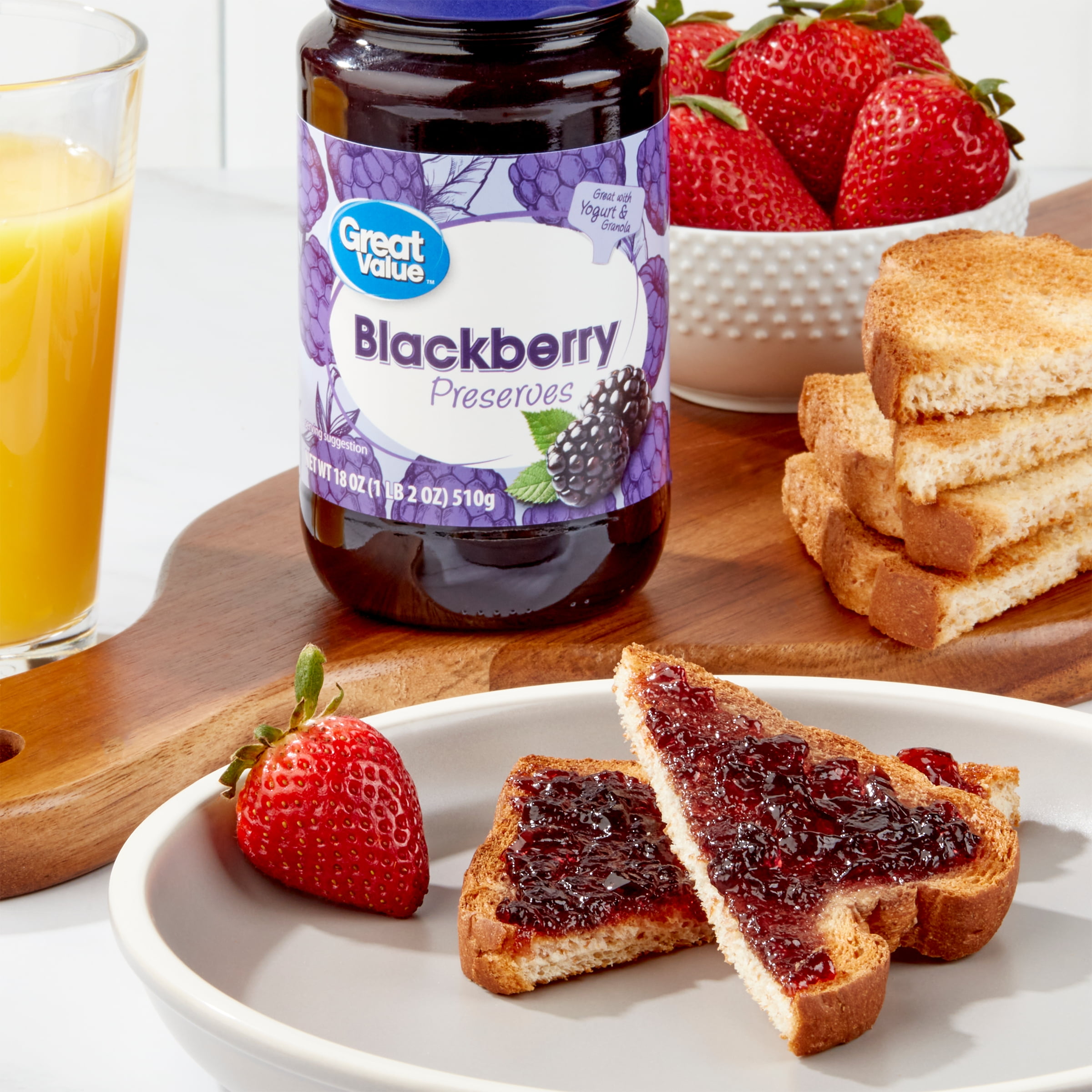 (2 pack) Great Value Blackberry Preserves, 18 oz
