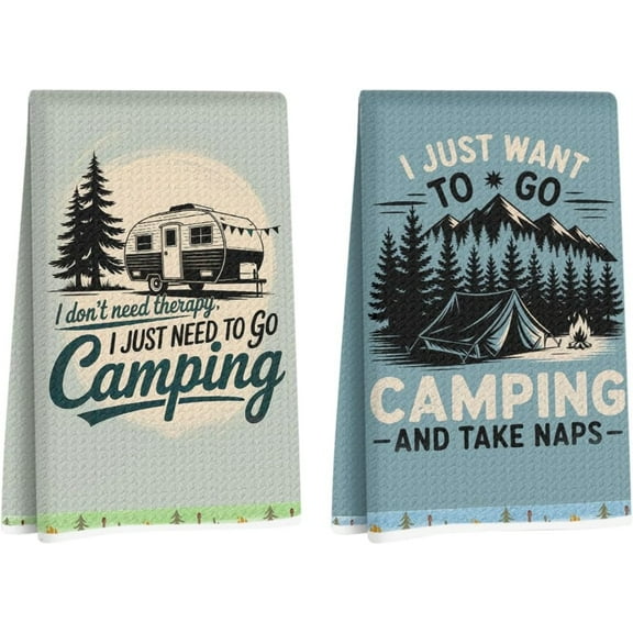 2Pcs Decorative Dish Towels, 16x24 Inch Funny Kitchen Towel, Waffle Weave Kitchen Decorative Tea Towels Gift for Housewarming Gift Lover Accessories