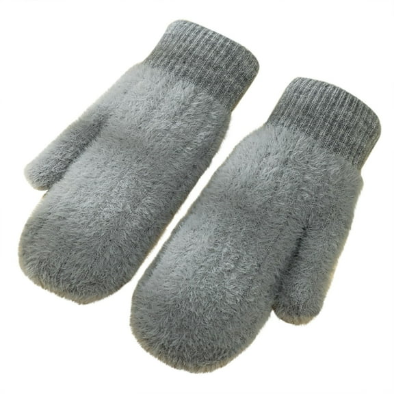 hoksml Unisex Knit Mittens Men's And Women's Windproof Thick Fleece Lined Winter Gloves for Adults Outdoor