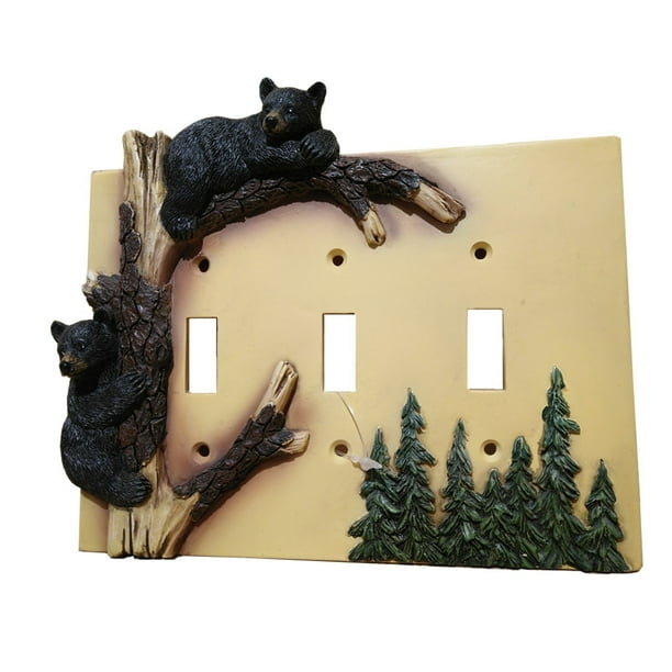 Funda de pared con triple interruptor Pine Ridge Black Bear