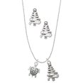 thumbnail image 1 of Delight Jewelry Silvertone Sea Turtle Silver tone Zig Zag Christmas Tree Charm Necklace and Stud Earrings, 1 of 4