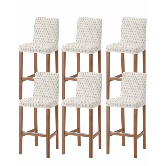 Bohemia Bar Stool Covers Set of 6, Modern Abstarct Floral Flowers Boho Beige Stretch Washable Bar Chair Covers with Backs, Removable Pub Counter Height Chair Cover for Kitchen Dining Room Cafe
