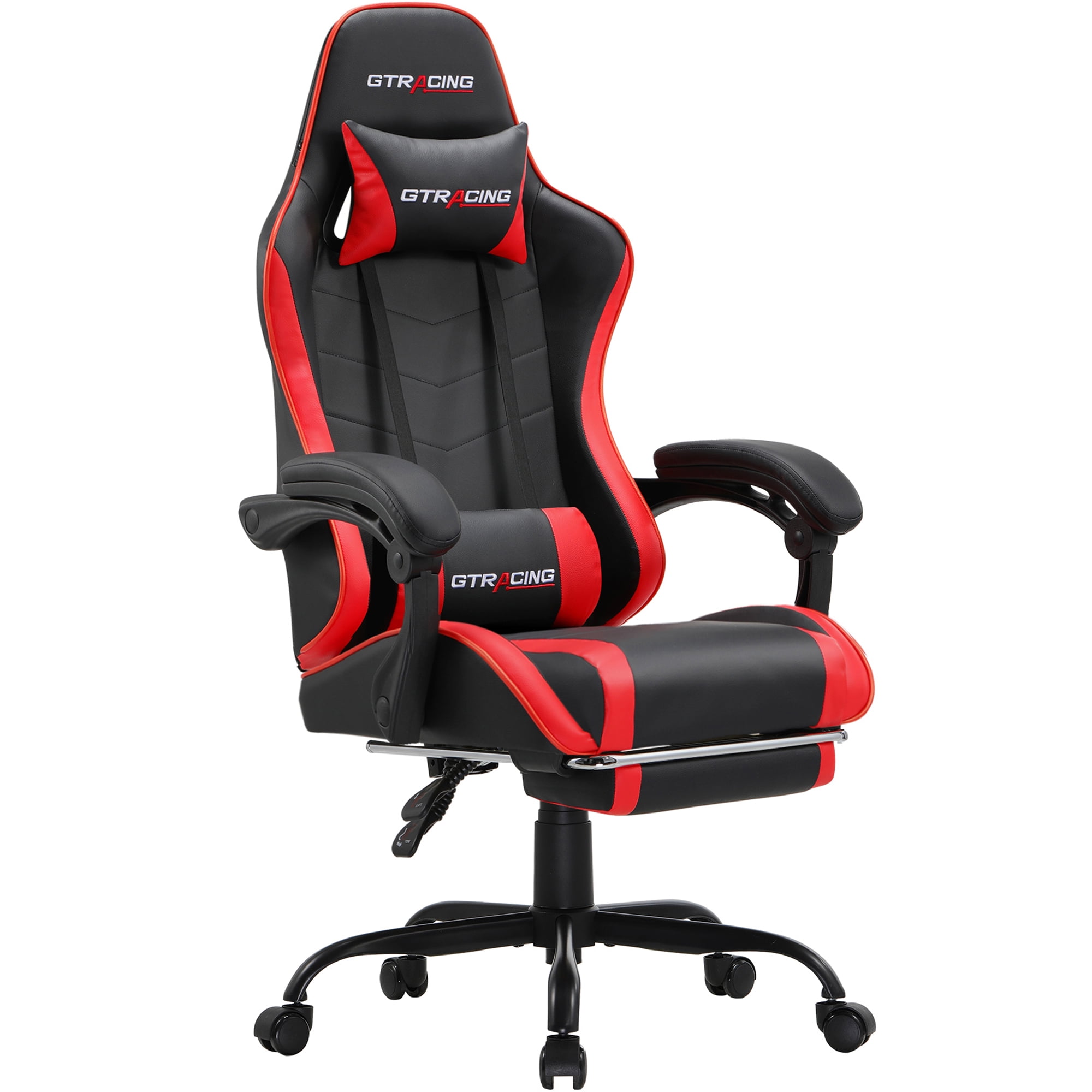 GTRACING GTW-200 Reclining & Adjustable Height Gaming Chair with Footrest, Red